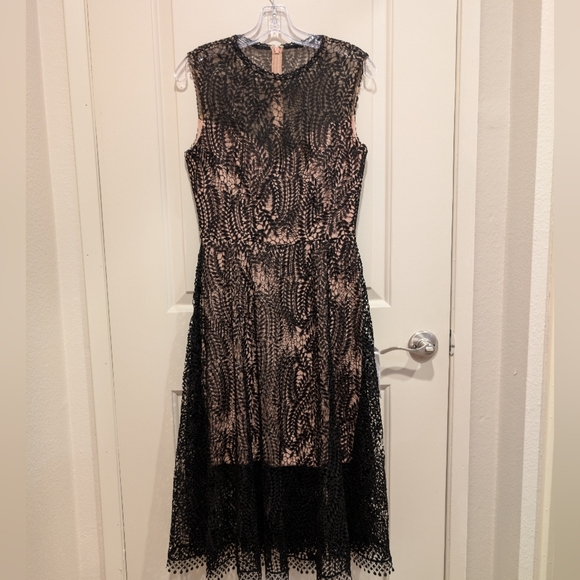 Dress the Population Shane Black Vine Lace Midi Dress Size Small - Picture 2 of 10